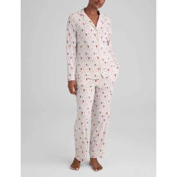 Tommy John Bow Print Downtime Modal Pajama Long Sleeve Pant Set - Picture 1 of 9